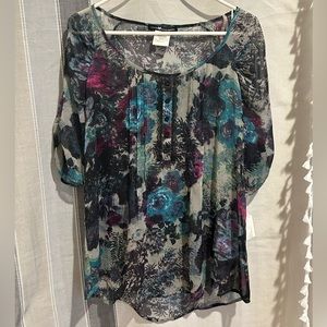 NORDSTROM sheer short sleeve blouse